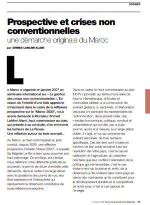 Prospective et crises non conventionnelles, une démarche originale du Maroc Prospective et crises non conventionnelles, une démarche originale du Maroc