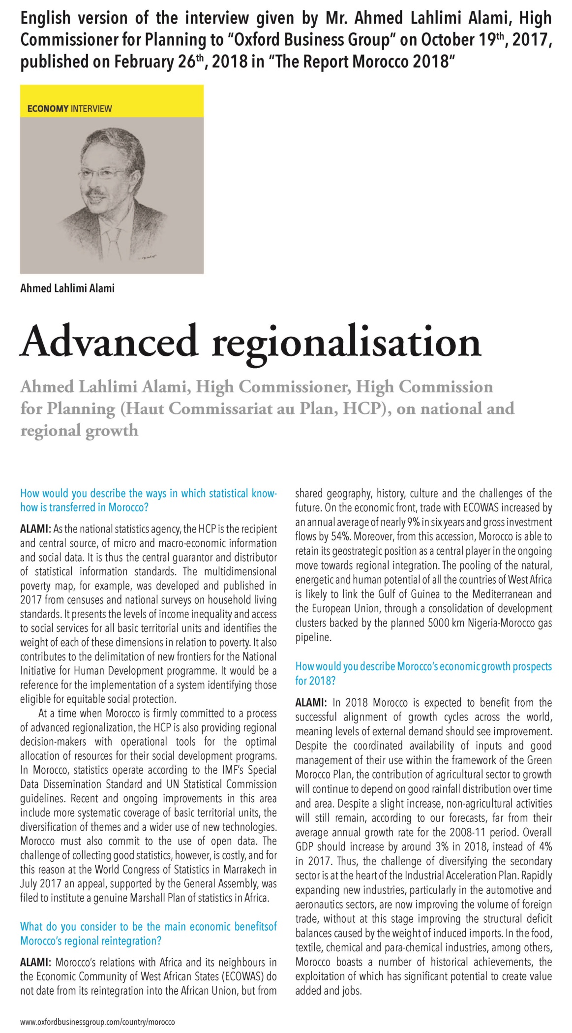 Le HCP interviewé par Oxford Business Group Le HCP interviewé par Oxford Business Group