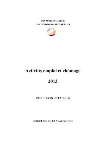 Activité, emploi et chômage, résultats détaillés, 2013