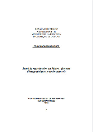 Santé de reproduction au Maroc: facteurs démographiques et socioculturels. Préface