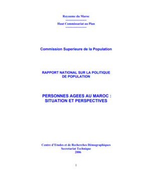 Rapport national sur la politique de la population. Personnes âgées au  Maroc: situation et perspectives 2005