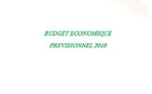 Budget économique prévisionnel 2010