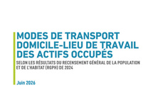 Mode de transport domicile-lieu de travail des actifs occupés selon les résultats du recensement général de la population et de l'habitat 2024, Juin 2026