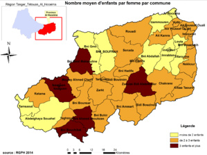 Nombre moyen d'enfants par femme, par commune