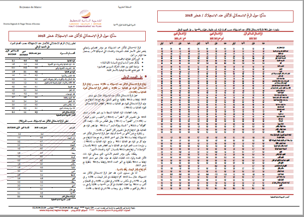 مذكرة حول الرقم الاستدلالي للأثمان عند الاستهلاك / شتنبر 2018