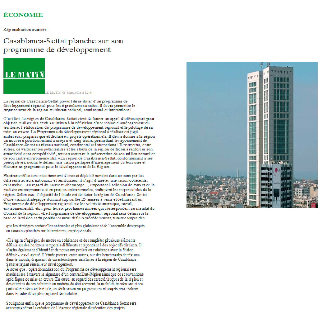 PRESSE REGION CASABLANCA SETTAT PRESSE REGION CASABLANCA SETTAT