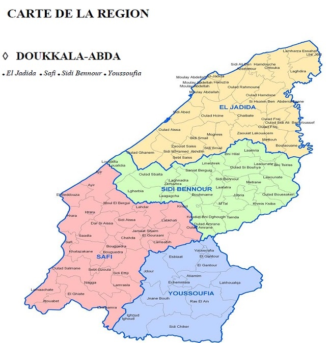 Carte administrative de la région Doukala-Abda Carte administrative de la région Doukala-Abda