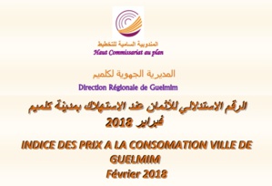 الرقم الاستدلالي للأثمان عند الاستهلاك بمدينة كلميم فبراير 2018 الرقم الاستدلالي للأثمان عند الاستهلاك بمدينة كلميم فبراير 2018