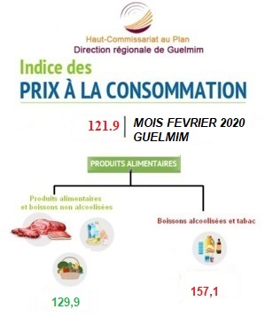 INDICE DES PRIX À LA CONSOMMATION DANS LA VILLE DE GUELMIM MOIS FEVRIER 2020