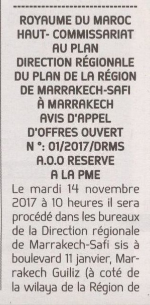 HCP: Avis d'appel d'offres ouvert HCP: Avis d'appel d'offres ouvert