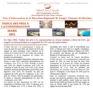 Note IPC Mars 2025 Tanger_Tétouan_Al Hoceima (Base 100:2017) (consultable en trois versions: arabe, française et anglaise)
