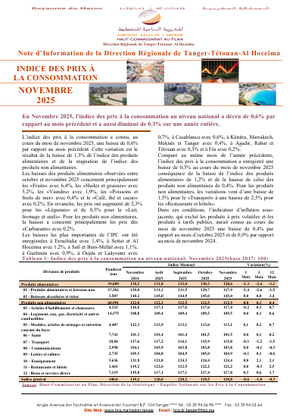 Note IPC Novembre 2025 Tanger_Tétouan_Al Hoceima (Base 100:2017) (consultable en trois versions: arabe, française et anglaise) Note IPC Novembre 2025 Tanger_Tétouan_Al Hoceima (Base 100:2017) (consultable en trois versions: arabe, française et anglaise)