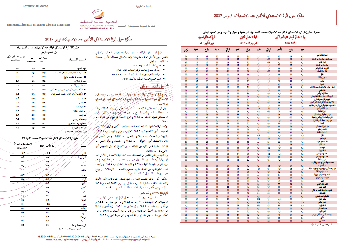 Note IPC Novembre -2017 Tanger_Tétouan_Al hoceima Note IPC Novembre -2017 Tanger_Tétouan_Al hoceima