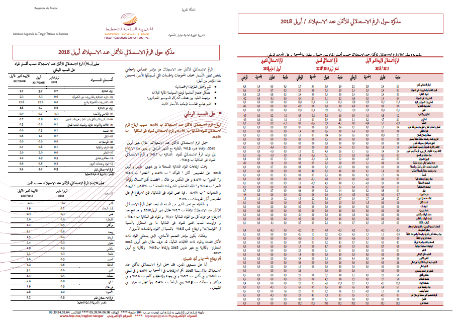 Note IPC Mai-2018 Tanger_Tétouan_Al hoceima Note IPC Mai-2018 Tanger_Tétouan_Al hoceima